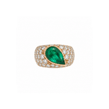 GIA 5.32ct Diamond Colombian Emerald 18K Gold Pear Ring