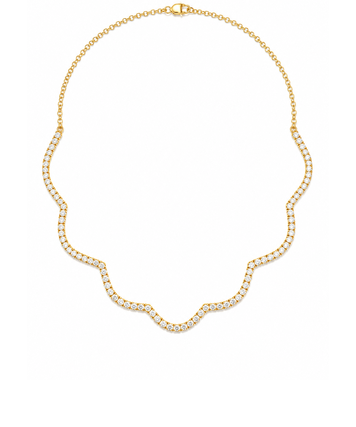 2.94ct Diamond 14K Gold Wave Necklace