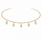 1.11ct Diamond 14K Gold Stationed Choker Collar Necklace