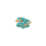 2.80ct Turquoise Diamond 14K Gold Leaf Bypass Ring