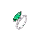 3.30ct Diamond Emerald 18K Gold East West Marquise Ring