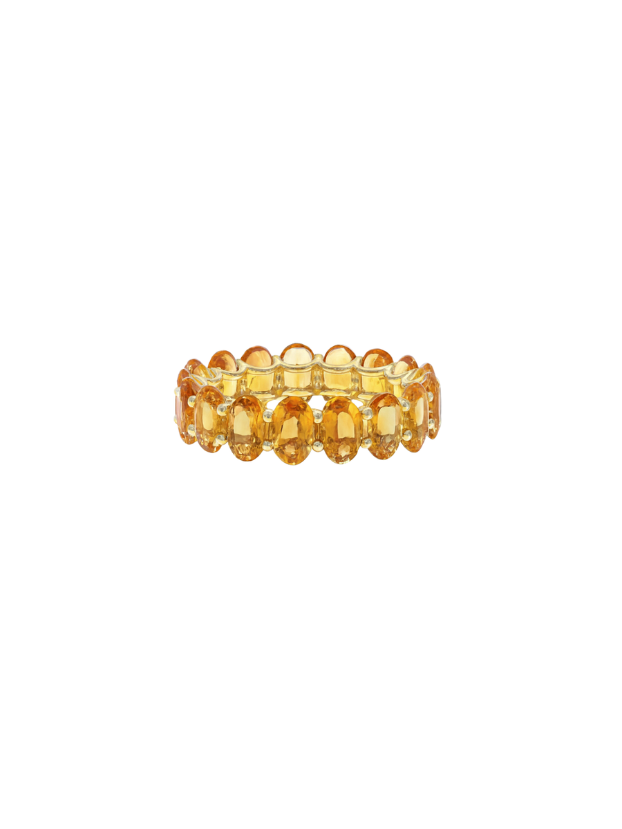 7.31ct Citrine 18K Gold Eternity Band Ring