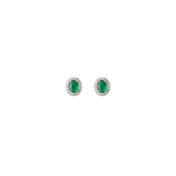 1.75ct Emerald Diamond 18K Gold Halo Stud Earrings