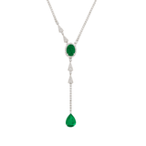 5.30ct Diamond Emerald 18K Gold Lariat Drop Necklace
