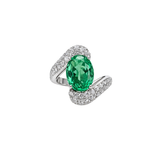 5.12ct Emerald Diamond 18K Gold Bypass Cocktail Ring