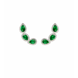 2.85ct Diamond Emerald 18K Gold Climber Earrings