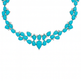 65.28ct Turquoise Diamond 14K Gold Statement Necklace