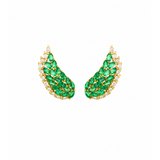 2.60ct Diamond Emerald 18K Gold Wing Climber Earrings