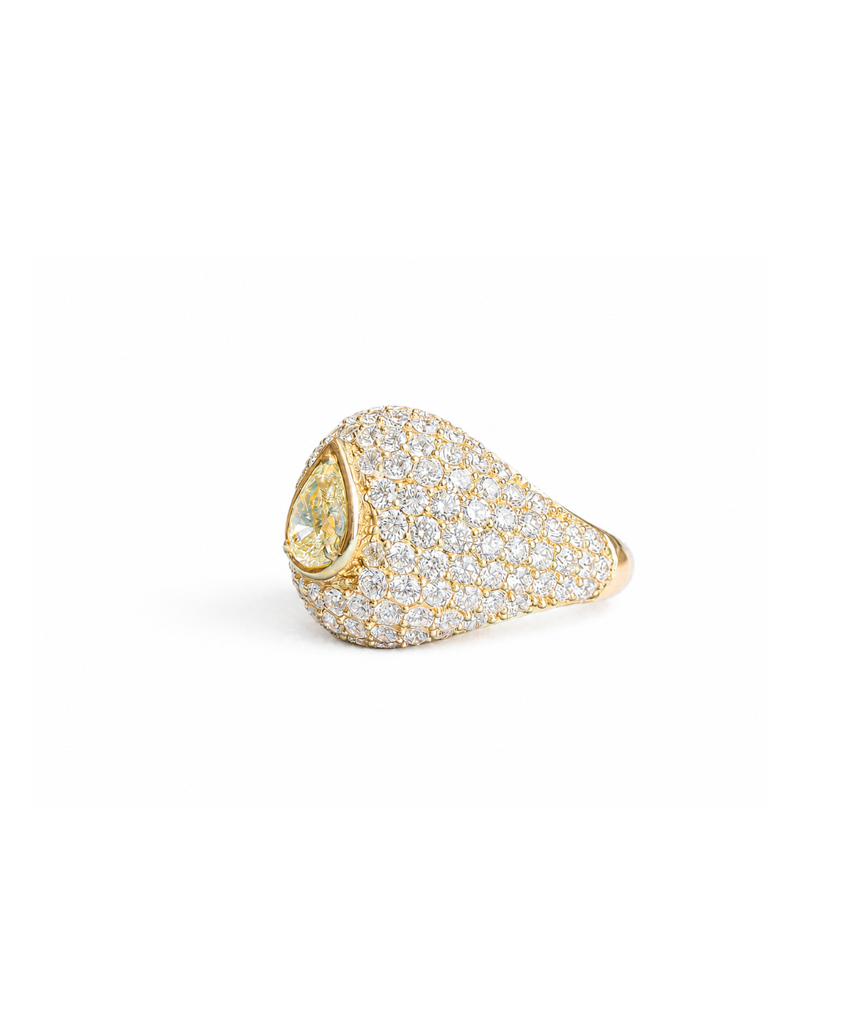 2.41ct Diamond 18K Gold Pave Pear Ring