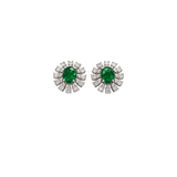 2.12ct Diamond Emerald 18K Gold Halo Earrings