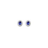 1.83ct Blue Sapphire Diamond 18K Gold Halo Stud Earrings