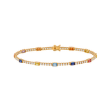 3.44ct Diamond Multi Sapphire 18K Gold Stationed Tennis Bracelet