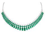36.28ct Diamond Emerald 18K Gold Floating Choker Necklace