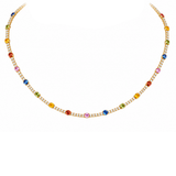 7.56ct Diamond Multi Sapphire 18K Gold Stationed Tennis Necklace