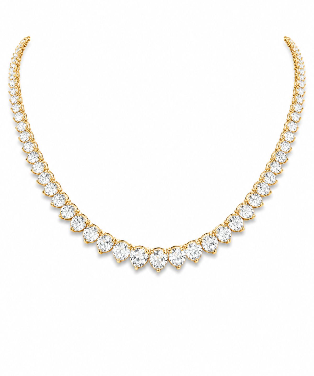 24.80ct Diamond 14K Gold Graduated Tennis Necklace
