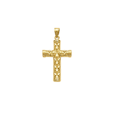 14K Yellow Gold Patterned Cross Pendant