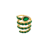 4.922ct Diamond & Emerald 18K Gold Spiral Ring