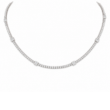 7.33ct Diamond 18K Gold Stationed Tennis Necklace