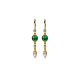 1.47ct Diamond Emerald 14K Gold Dangle Drop Earrings