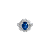 GIA 2.89ct Diamond Sapphire Platinum Cluster Ring