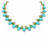 184.90ct Turquoise Emerald Diamond 18K Gold Statement Necklace