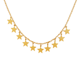 14K Gold Multi Star Station Chain Necklace