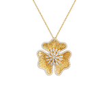 2.43ct Diamond 14K Gold Flower Pendant Necklace