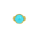 12.36ct Diamond Turquoise 18K Gold Cocktail Ring