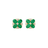0.15ct Emerald Diamond 14K Gold Flower Earrings
