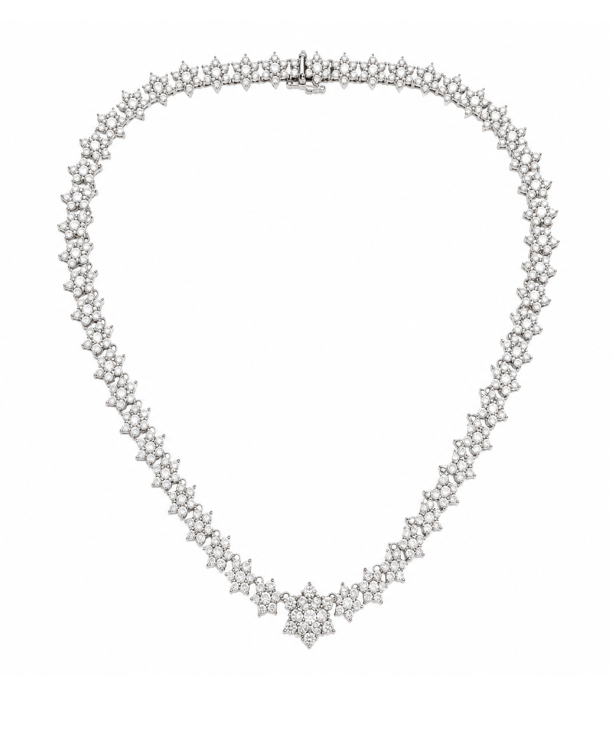 10.30ct Diamond 18K Gold Snowflake Graduated Tennis Necklace