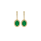 2.83ct Diamonds Emerald 14K Gold Dangle Drop Earrings