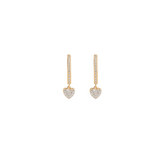 0.50ct Diamonds 14K Gold Heart Drop Hoop Earrings