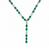 12.78ct Diamond Emerald 18K Gold Lariat Necklace