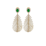 5.32ct Diamond Emerald 14K Gold Feather Earrings