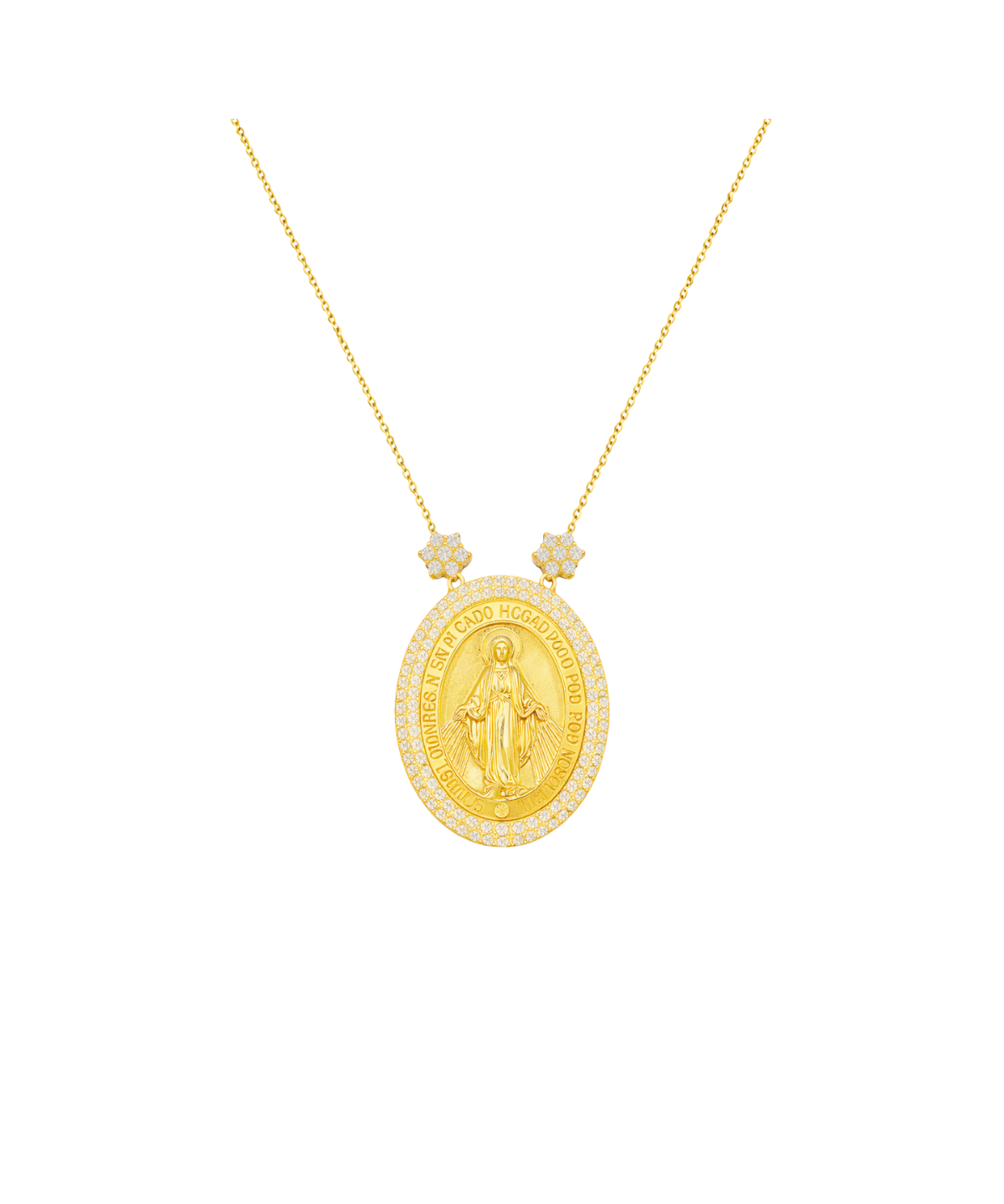 0.65cts Diamond 18K Gold Our Lady of Graces Medal Necklace