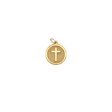 14K Gold Round Cross Medal
