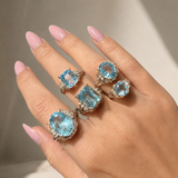 6.45ct Diamond Aquamarine Platinum Cushion Ring