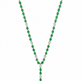 12.78ct Diamond Emerald 18K Gold Lariat Necklace