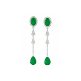 9.25ct Diamond Emerald 18K Gold Dangle Drop Earrings