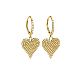 1.85ct Diamond 18K Hoop Heart Dangle Earrings