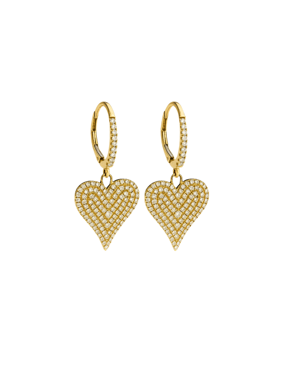 1.85ct Diamond 18K Hoop Heart Dangle Earrings