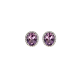 5.26ct Amethyst Diamond 18K Gold Halo Stud Earrings