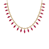 5.25ct Ruby Diamond 14K Gold Stationed Chain Necklace