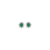 1.10ct Diamond Emerald 18K Gold Dainty Sunburst Stud Earrings
