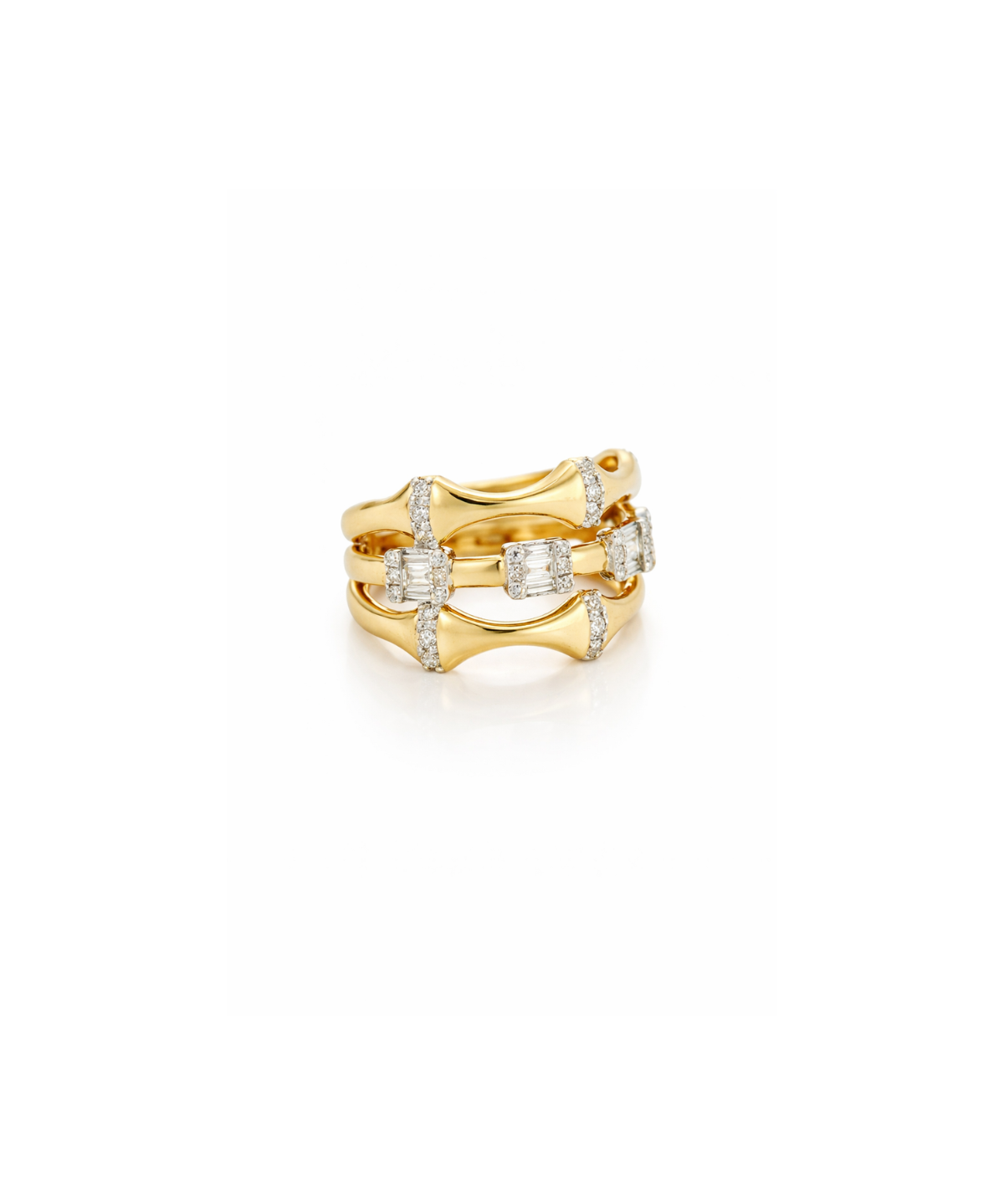 0.71ct Diamond 14K Gold Multi Row Ring