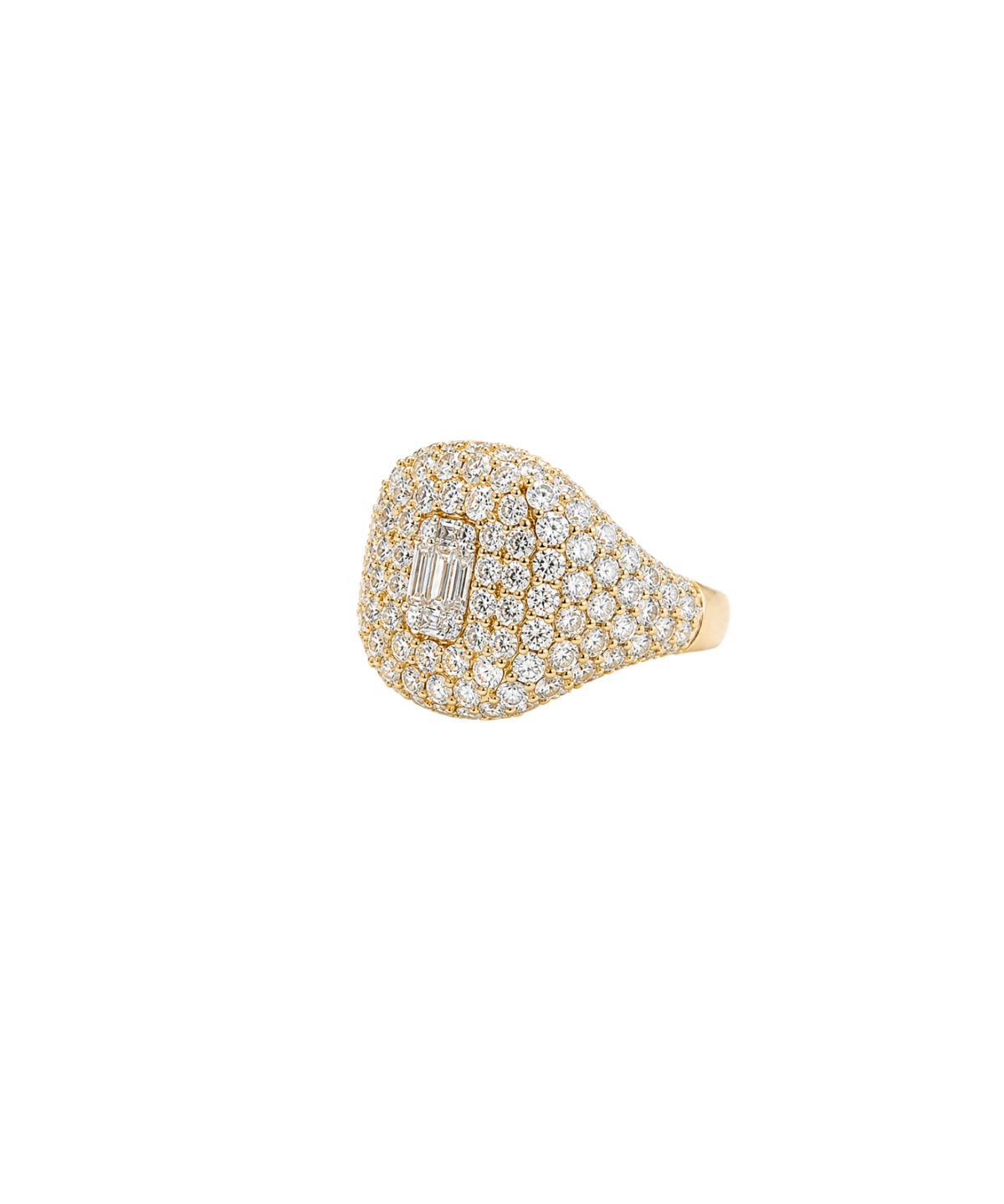 2.40ct Diamond 18K Gold Pave Signet Ring