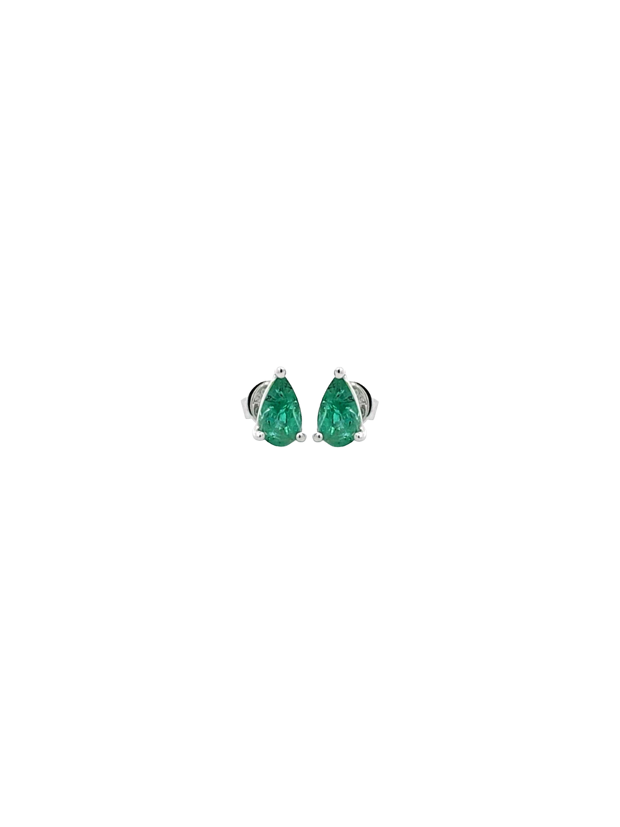 0.70ct Emerald 18K Gold Pear Stud Earrings