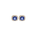 4.17ct Diamond Sapphire 18K Gold Halo Stud Earrings