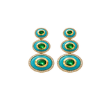 22.19ct Diamond Emerald Turquoise 18K Gold Drop Earrings