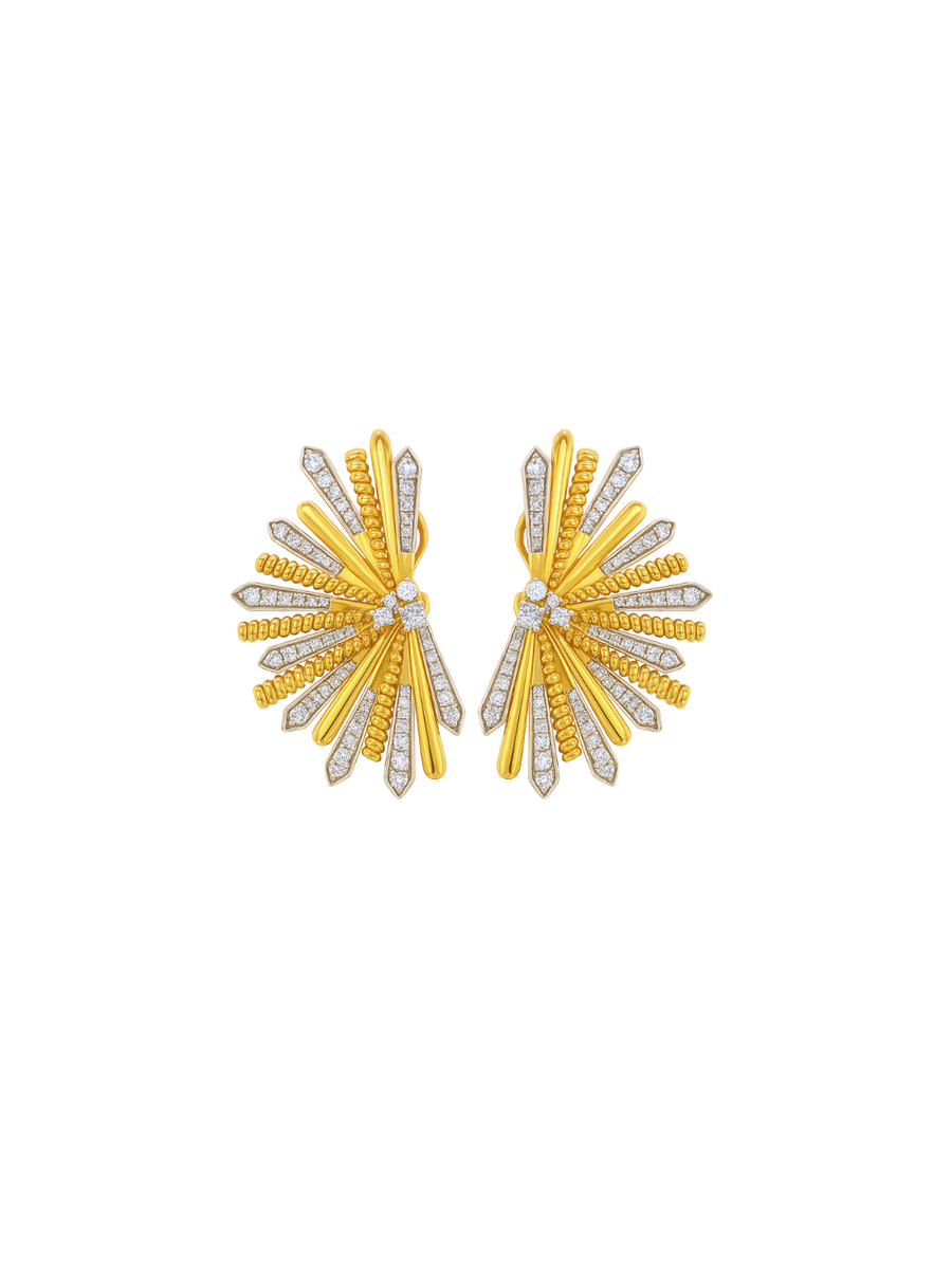 1.91ct Diamond 14K Gold Firework Statement Earrings